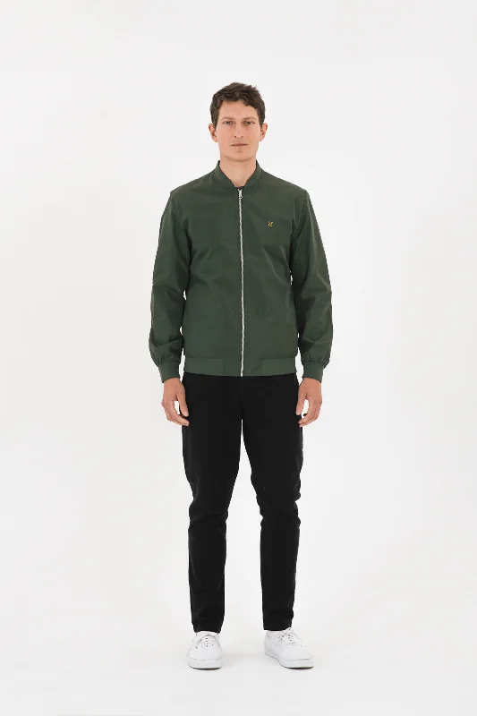 men's leather jacket with snap-front closureNOS037 nylon bomber
