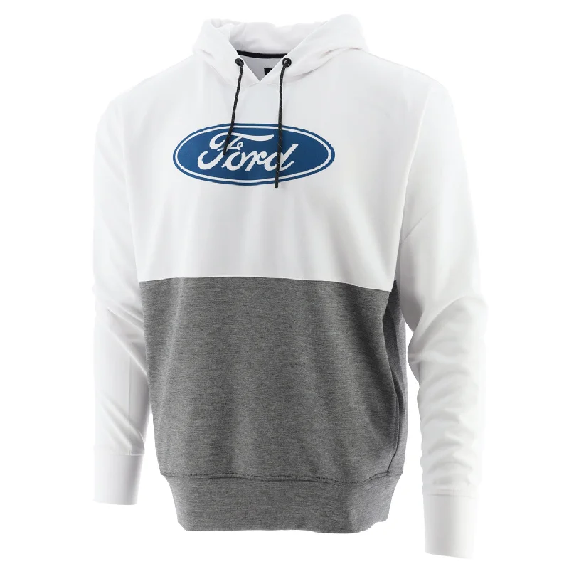 stylish men's peacoatFord Logo Men's Color-Block Hooded Pullover