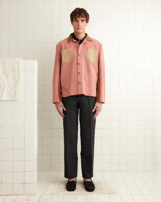 slim-fit men's trench coatBuckled Multi-Suede Work Shirt - Pink