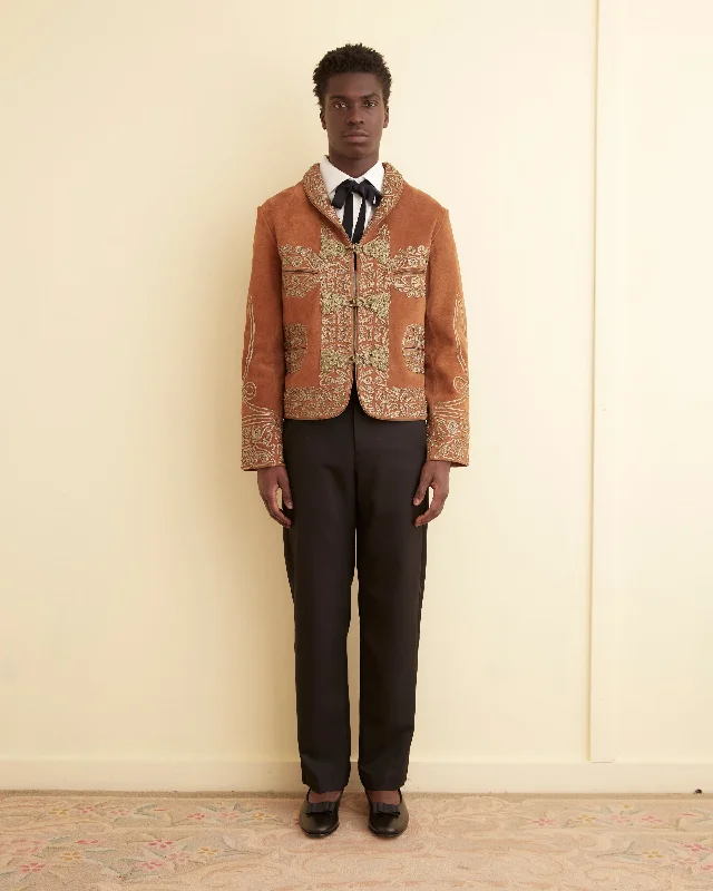 men's wool peacoat with pocketsSuede Shawl Couching Jacket