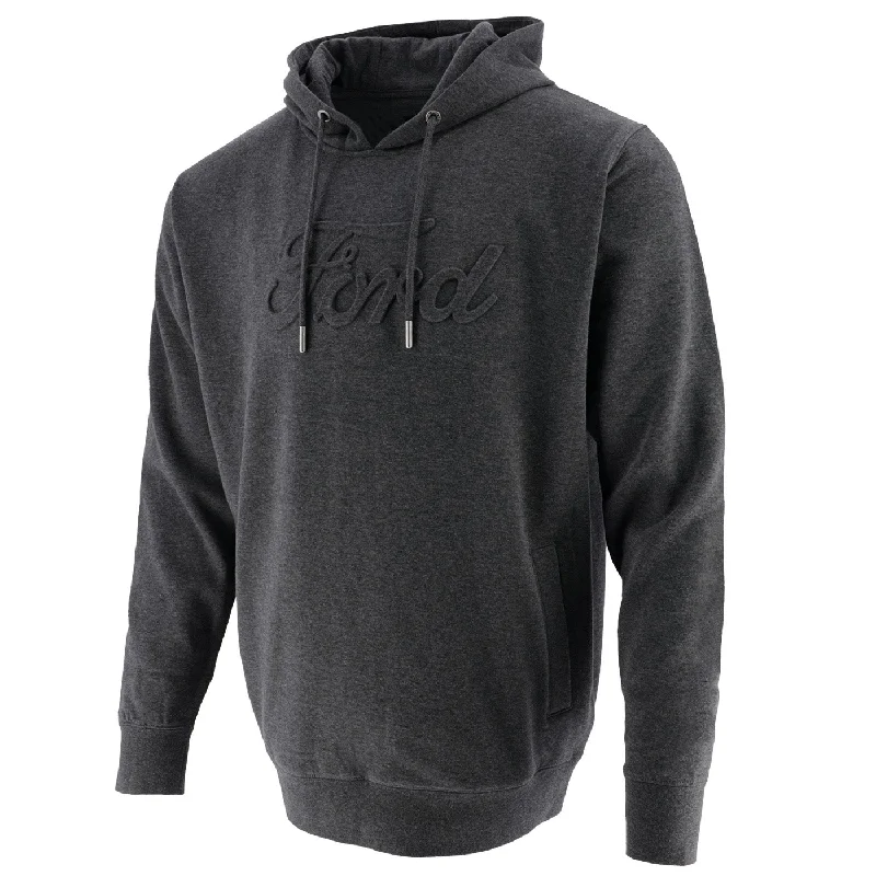 men's winter coat with thermal liningFord Men's Logo Embossed Hooded Pullover Fleece