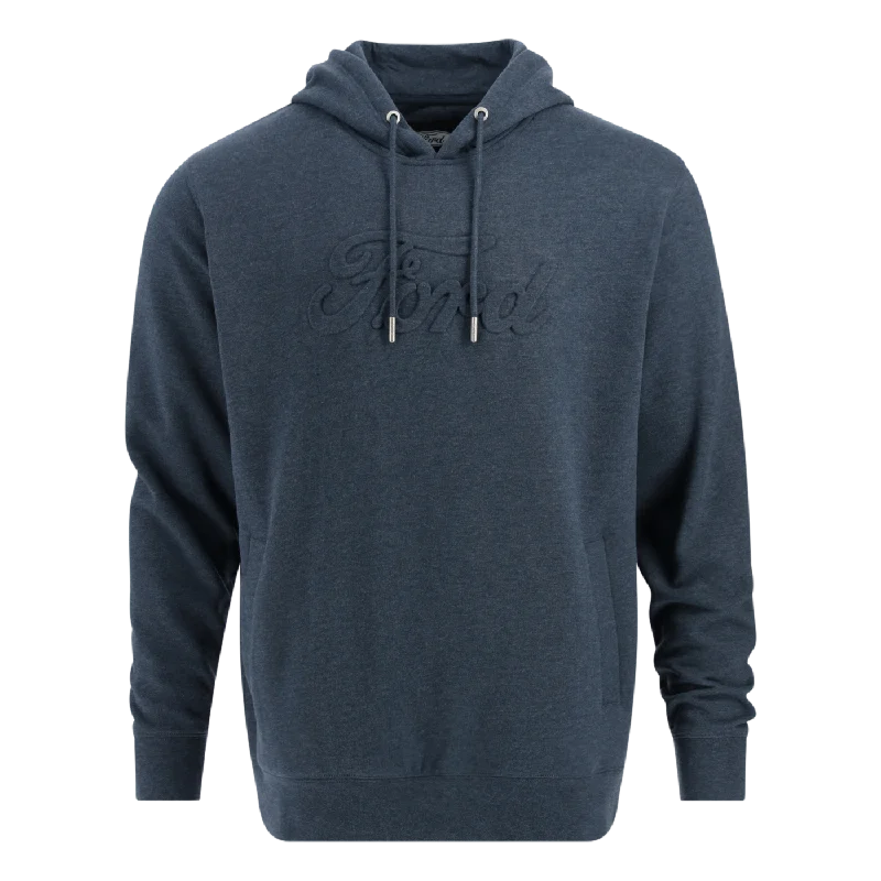 men's casual leather jacket with pocketsFord Men's Logo Embossed Hooded Pullover Fleece