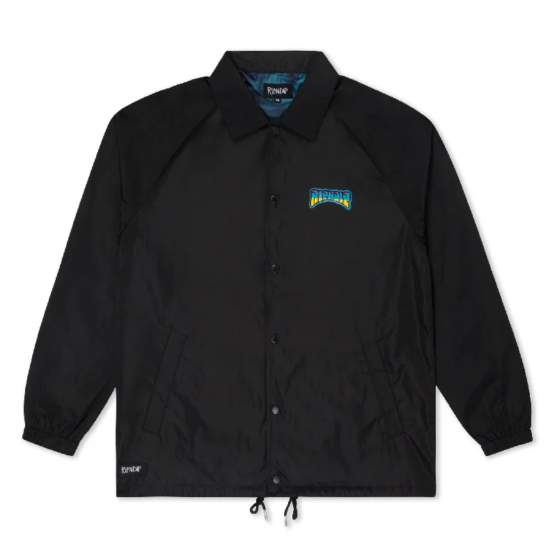 men's lightweight denim jacketPsychedelic Garden Coach Jacket (Black)