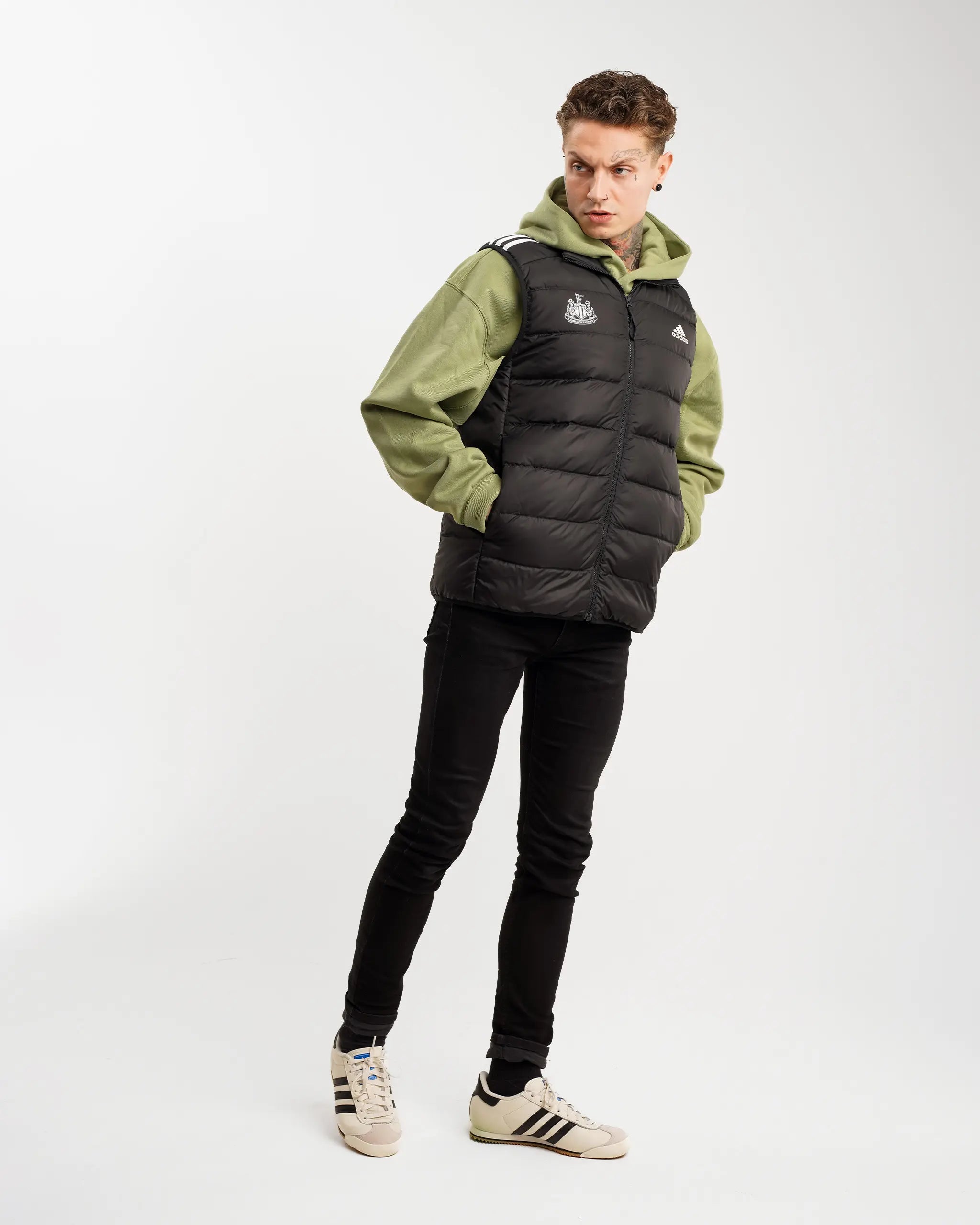 men's insulated puffer jacketNewcastle United adidas Men's Essentials 3S Light Down Vest