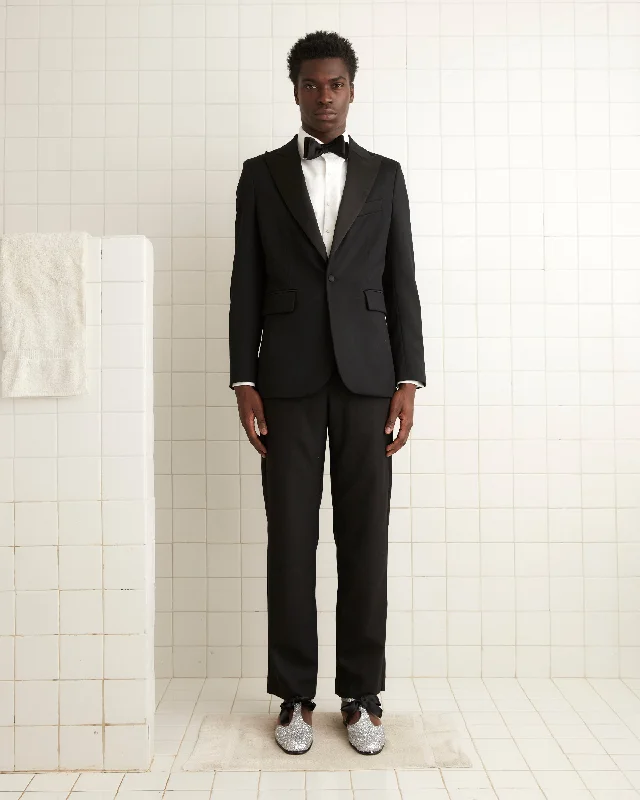 men's peacoat with patch pocketsBarathea Peak Lapel Tuxedo Jacket