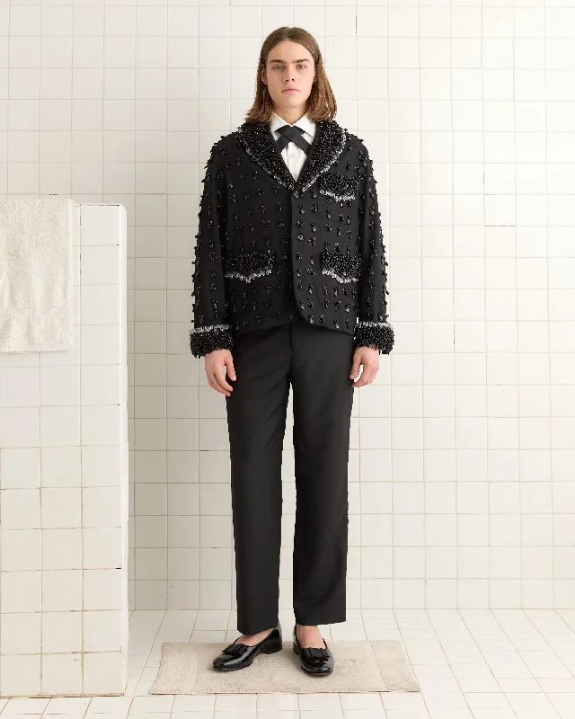men's wool coat with leather sleevesBeaded Tempest Jacket