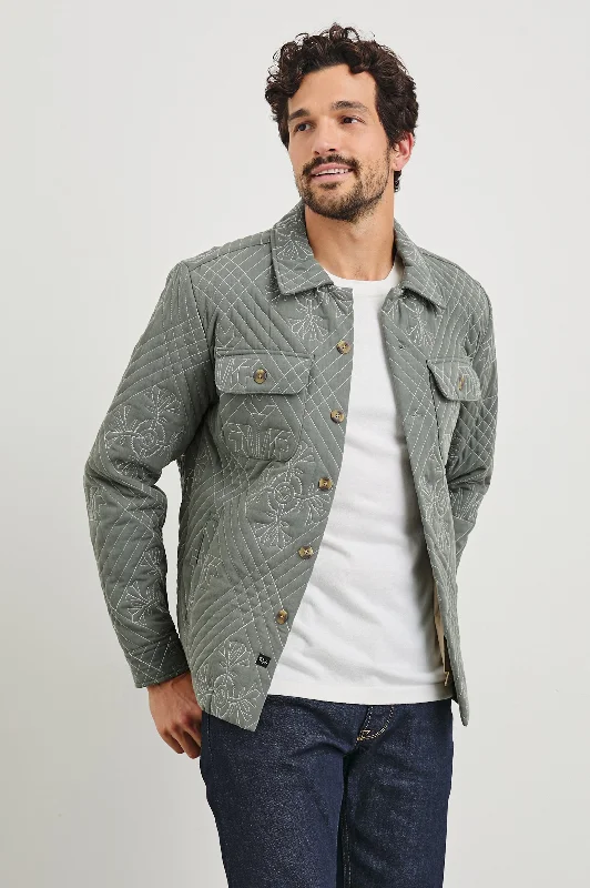 men's padded puffer vestCLAUDE SHIRT JACKET - BASIL ECRU QUILT