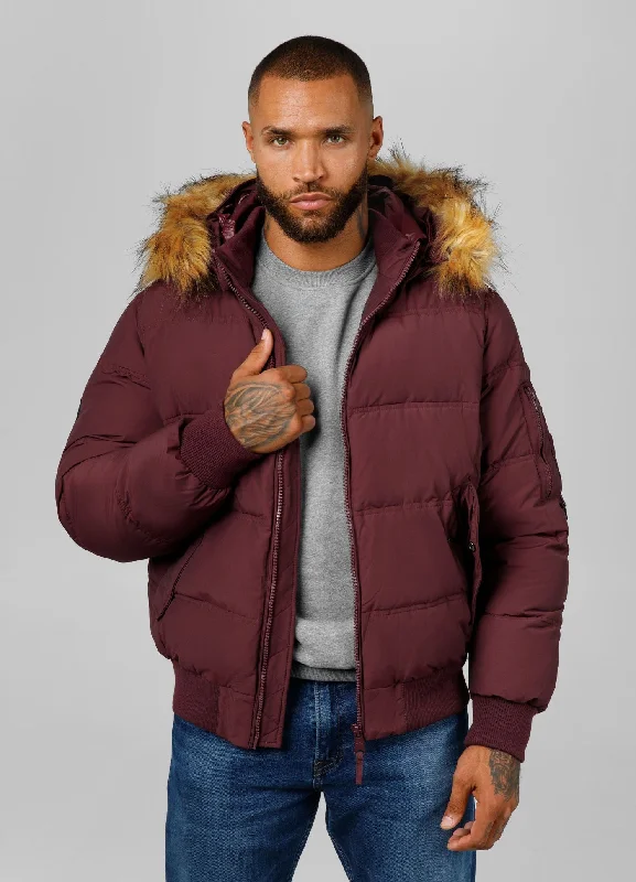 men's bomber jacket with zippersMen's winter hooded jacket Burnt