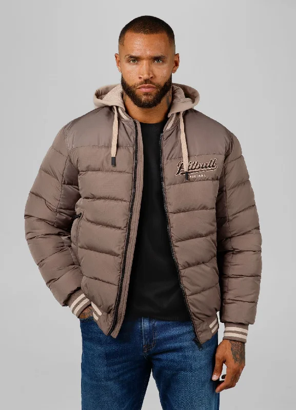 men's padded denim jacketMen's winter hooded jacket Hidden