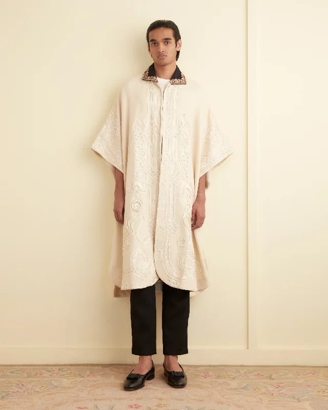 men's bomber jacket with fur collarNobleman Shawl Coat - Ecru