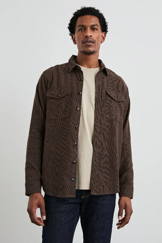 stylish men's peacoatBURR SHIRT JACKET - PINE CONE
