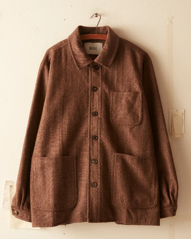 men's denim jacket with rip and repairGieves Stripe Jacket - L/XL