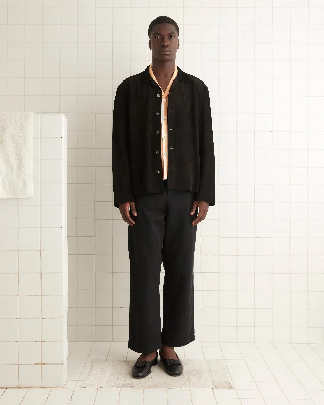 men's tailored blazer with pocketsSuede Overshirt - Black