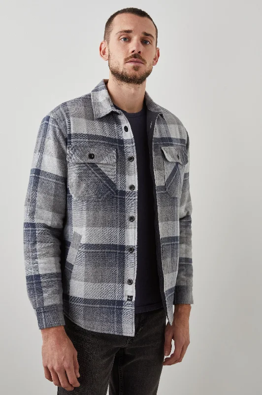 men's denim jacket with rip and repairWORTHING JACKET - SLATE MIST HEATHER