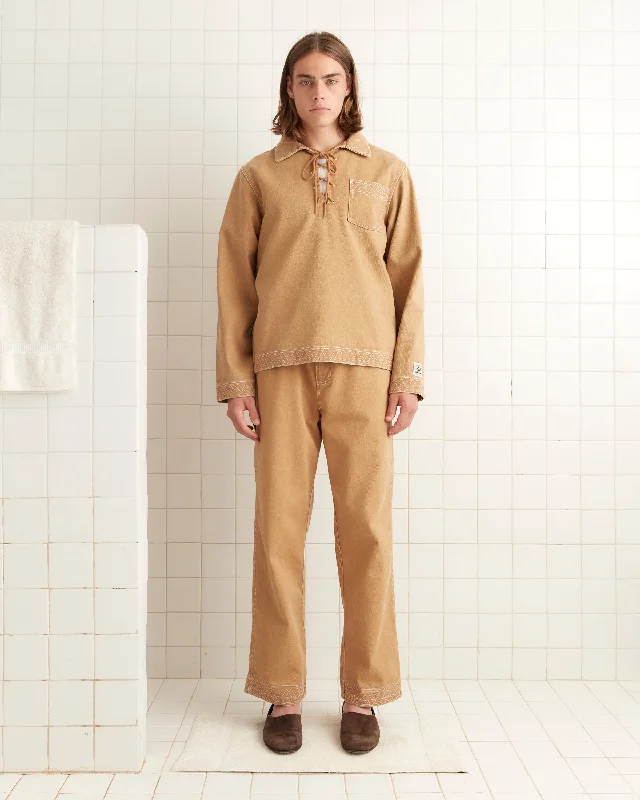 men's distressed leather jacketEmbroidered Knolly Brook Pullover - Brown