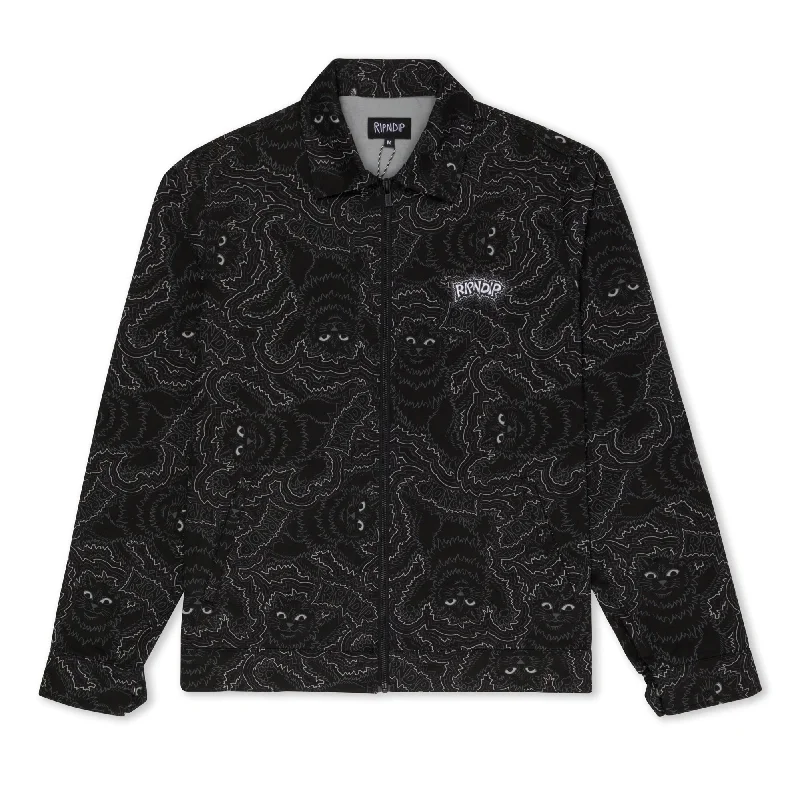 men's fleece-lined hoodie jacketBig Pussy Energy Work Jacket (Black)