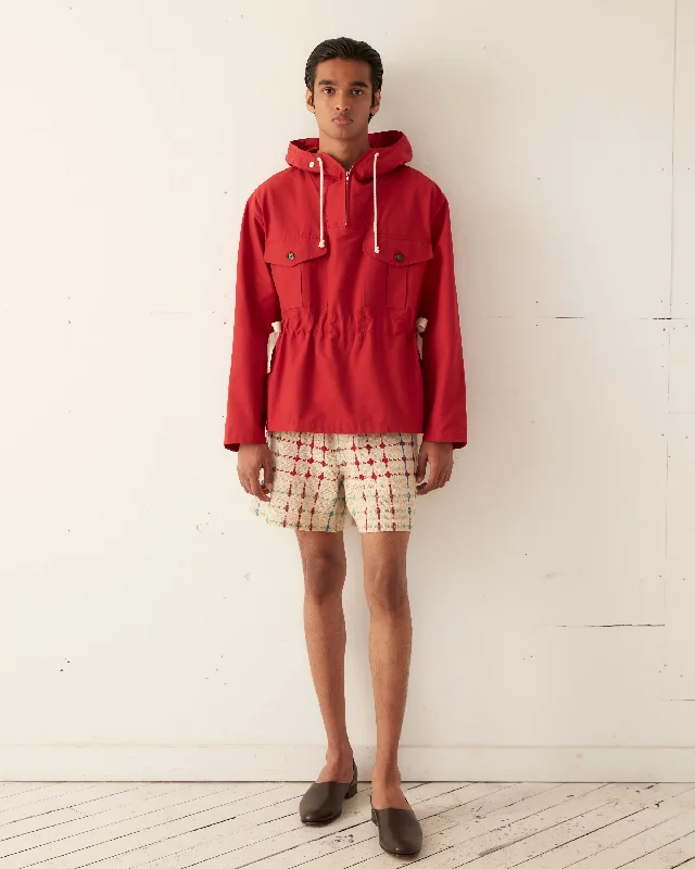 men's quilted vest jacketNylon Tie Anorak - Red