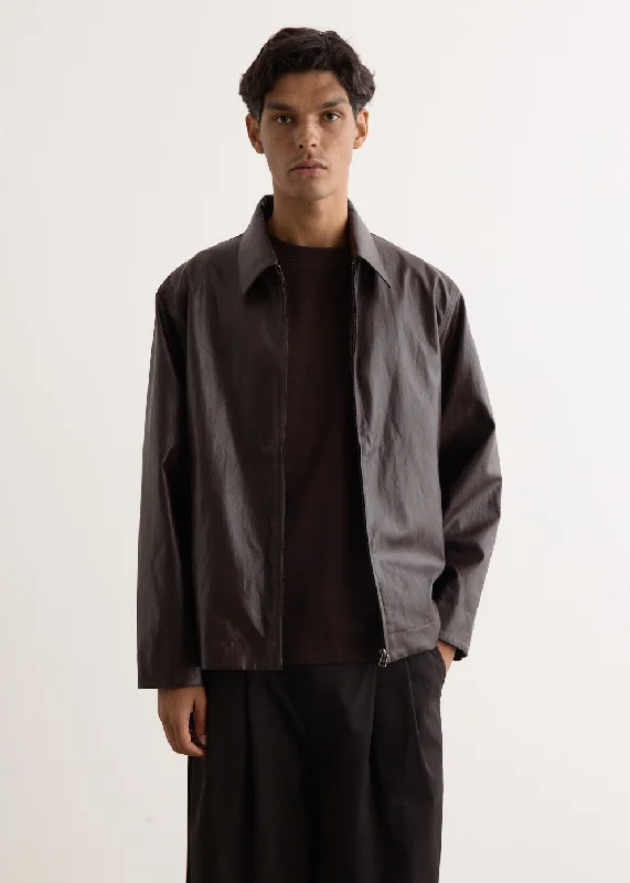 men's leather jacket with snap buttonsBulldozer PU Coach Jacket