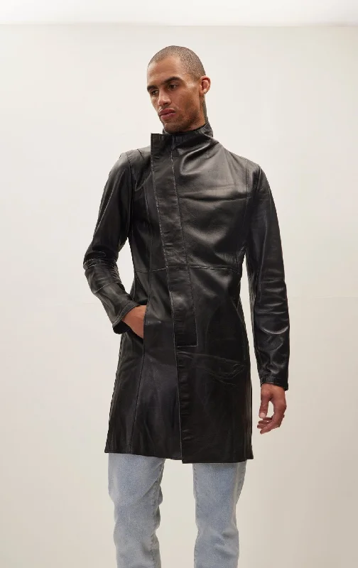 men's casual leather bomber jacket with fur liningGenuine Leather Rebel Jacket - Black Black
