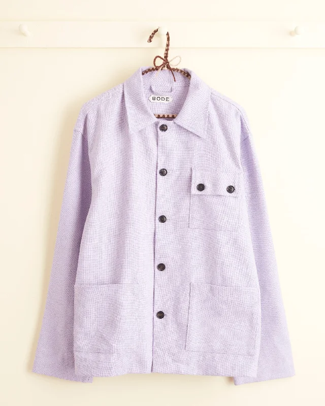 men's bomber jacket with patchesLilac Worker Jacket - S/M