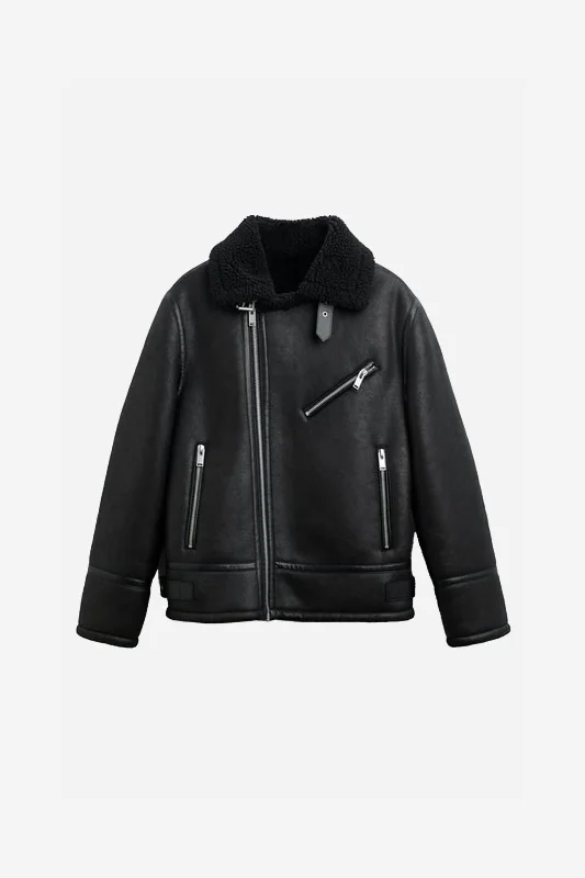 men's denim jacket with leather patchesDwayne