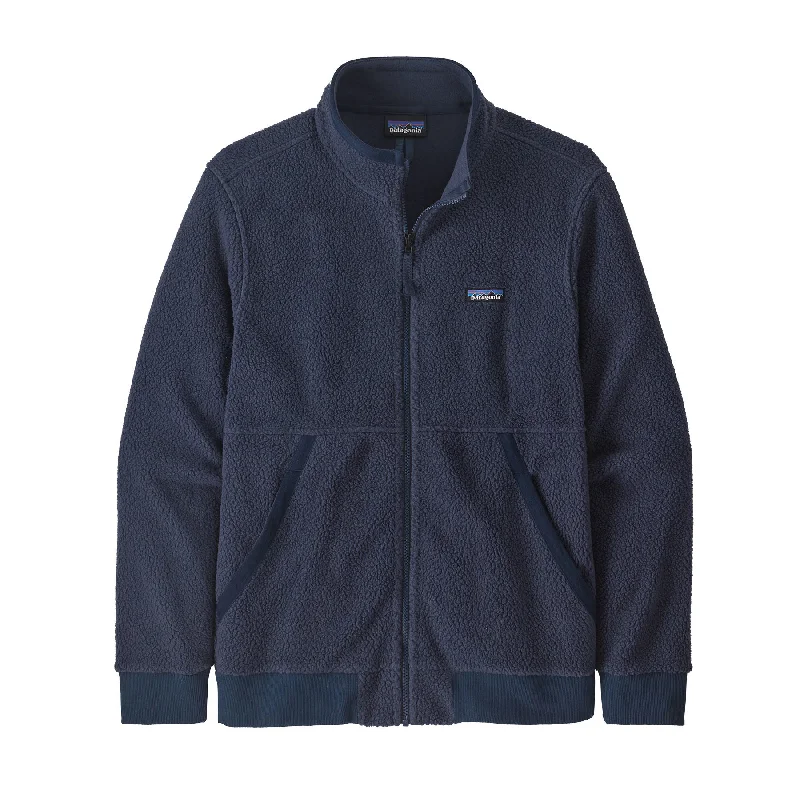 men's denim jacket with leather patchesMen's Shearling Jacket
