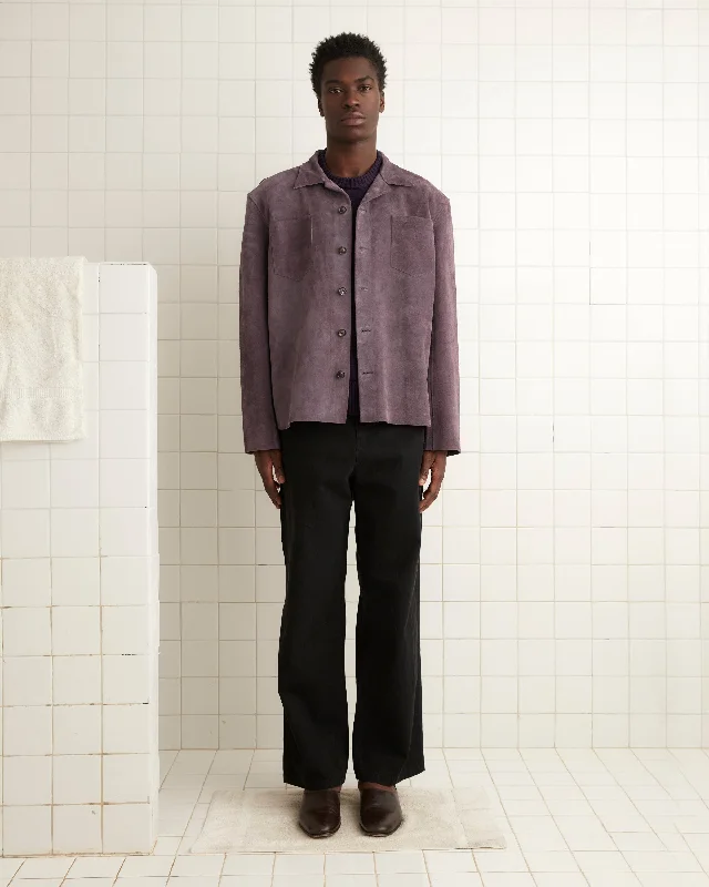 men's peacoat with leather trimSuede Overshirt - Purple