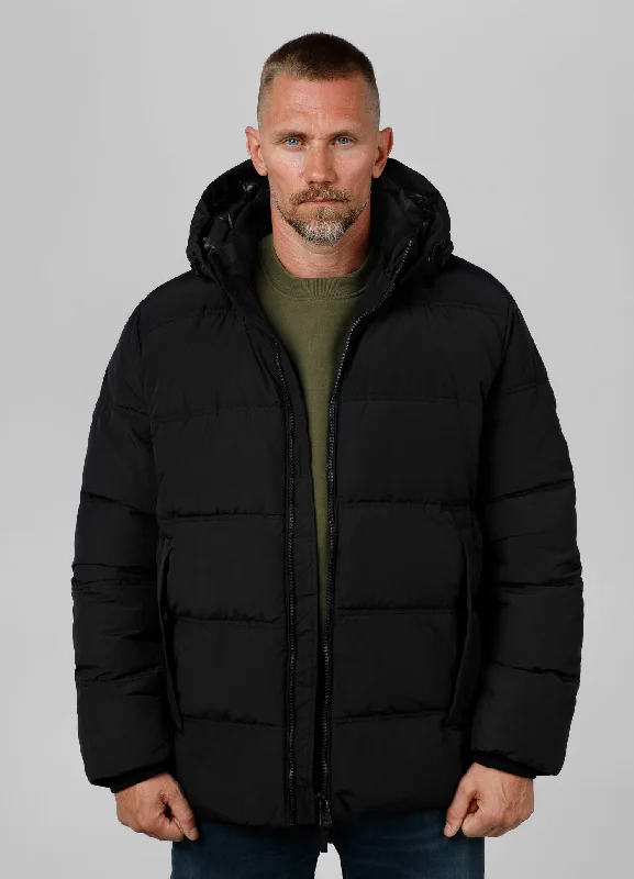 men's denim jacket with leather patchesMen's winter hooded jacket Duncan