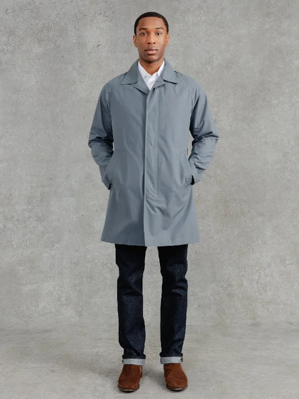 men's leather jacket with snap-front closureThe Ventile® Raglan Raincoat - Storm Sky