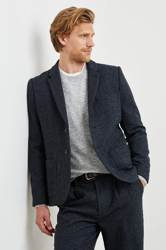 men's peacoat with removable fur collarREYNARD BLAZER - CELESTIAL TWEED