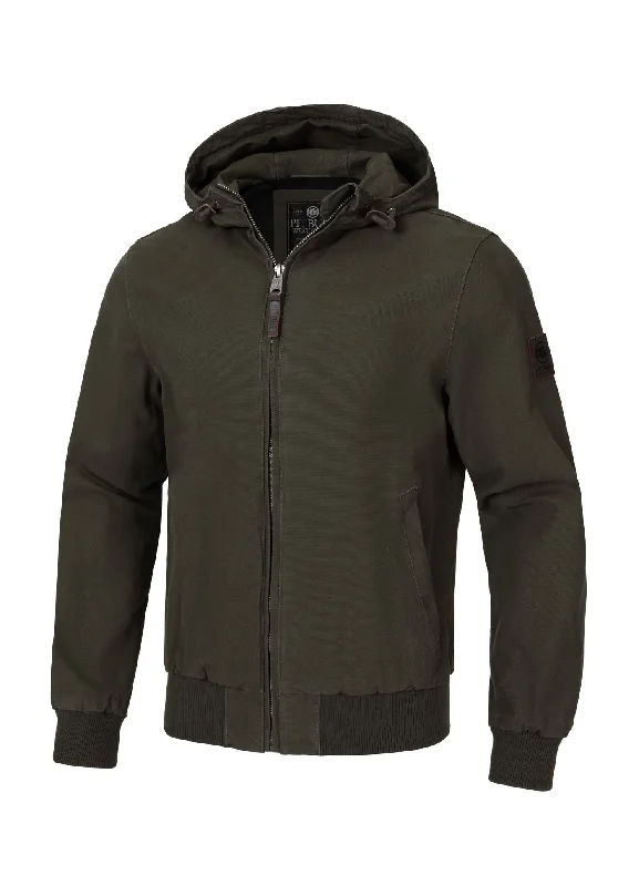 men's casual blazer with pocketsMen's transitional hooded jacket Crimson