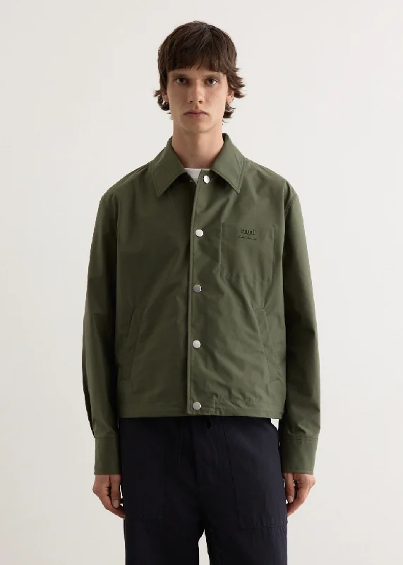 men's leather jacket with snap-front closureAmi Buttoned Jacket