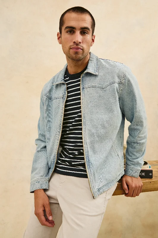 men's parka coat with drawstringsCOOKE JACKET - LIGHT WASH