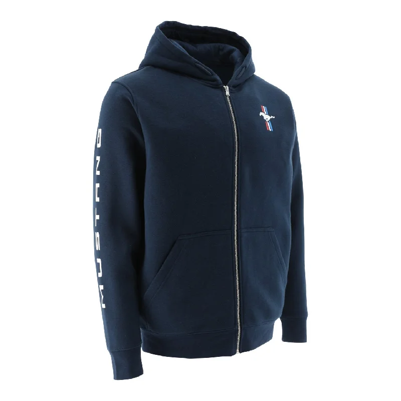 men's padded bomber jacket with pocketsFord Mustang Men's Hooded Zip Fleece