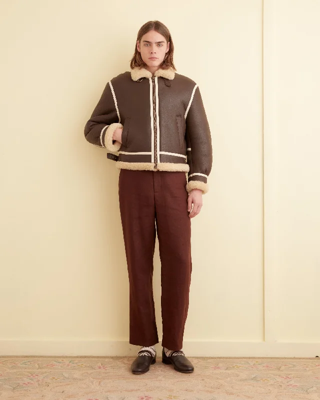 men's fleece jacket for hikingAviator Shearling Jacket