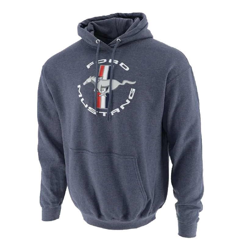 men's bomber jacket with zippersFord Mustang Men's Tribar Pullover Hooded Fleece