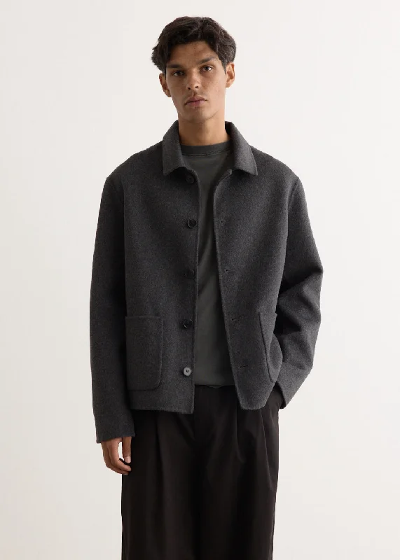 men's denim jacket with leather patchesZappa Double Faced Wool Jacket