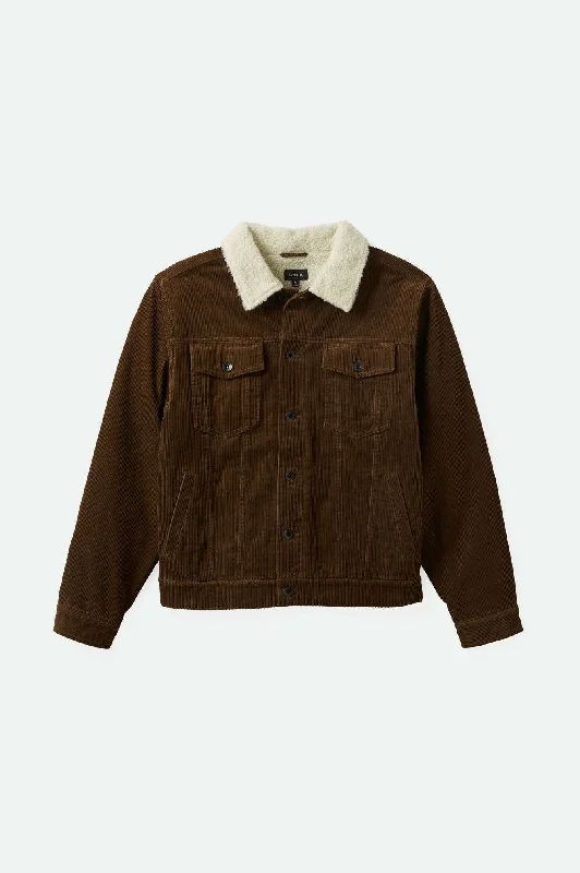 stylish men's peacoatCable Sherpa Lined Trucker Jacket - Pinecone Brown
