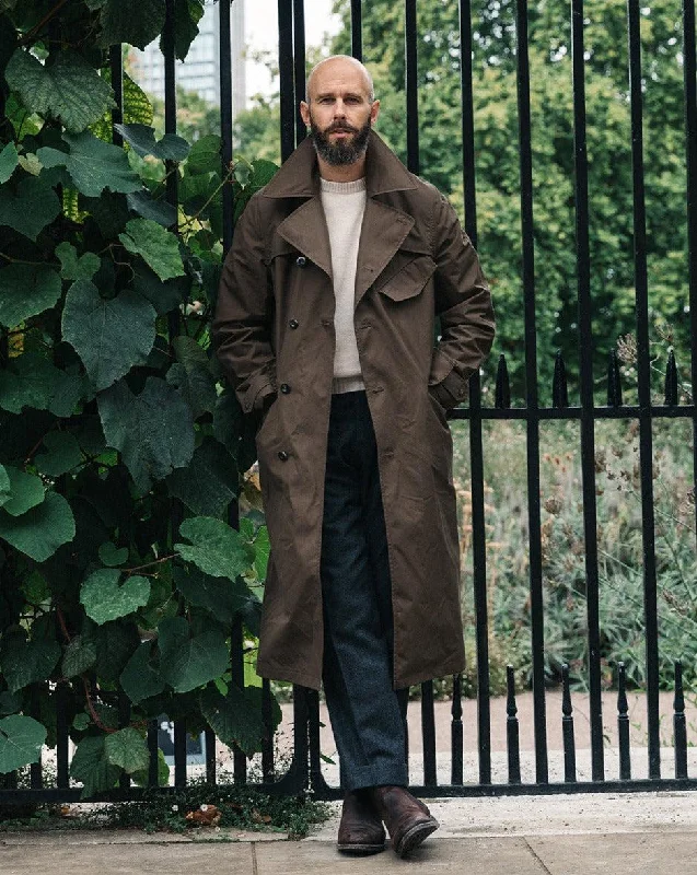 slim-fit men's trench coatThe Olive Permanent Style Motor Trench
