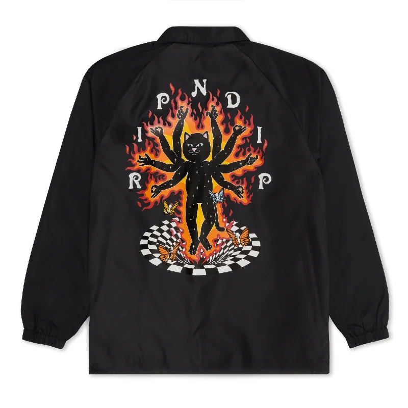 men's casual peacoat with pocketsIllusion Jerm Coaches Jacket (Black)