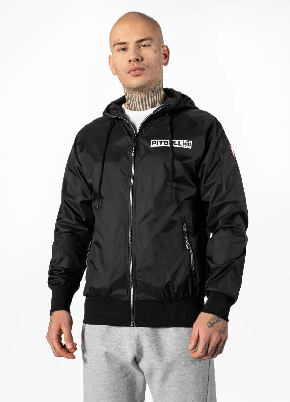 men's shearling coat with zippersMen's hooded jacket Athletic Logo - Black