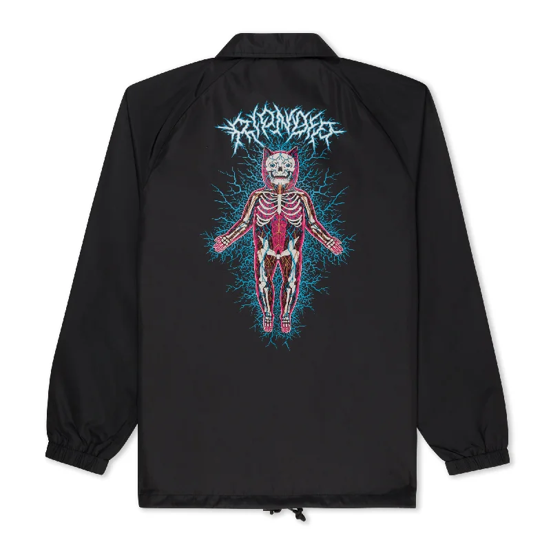 men's casual leather bomber jacket with fur liningNervous System Coaches Jacket (Black)