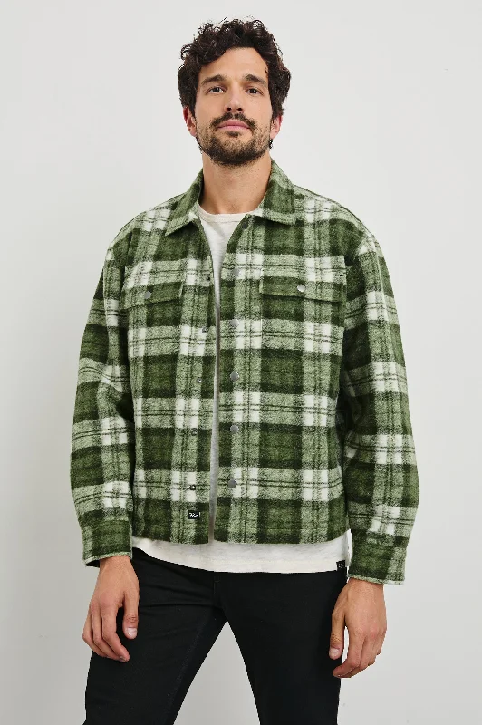 men's leather jacket with snap-front closureSAXON JACKET - GREEN MIST