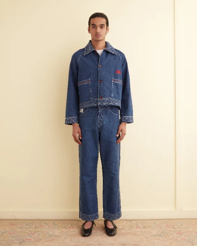 men's insulated winter coatEmbroidered Denim Jacket
