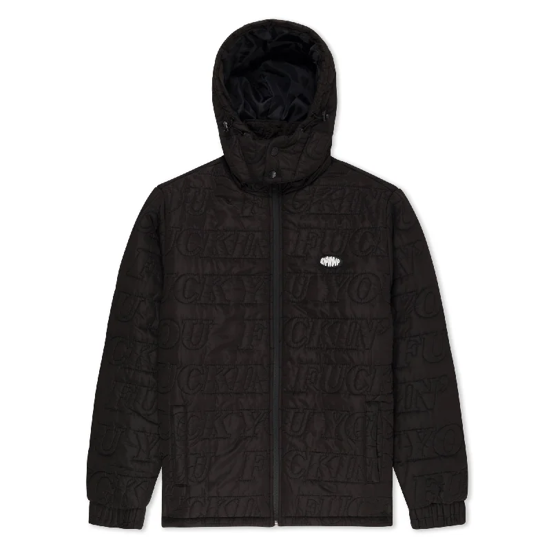 men's peacoat with double-breasted buttonsFuckin Fuck Puffer Jacket (Black)