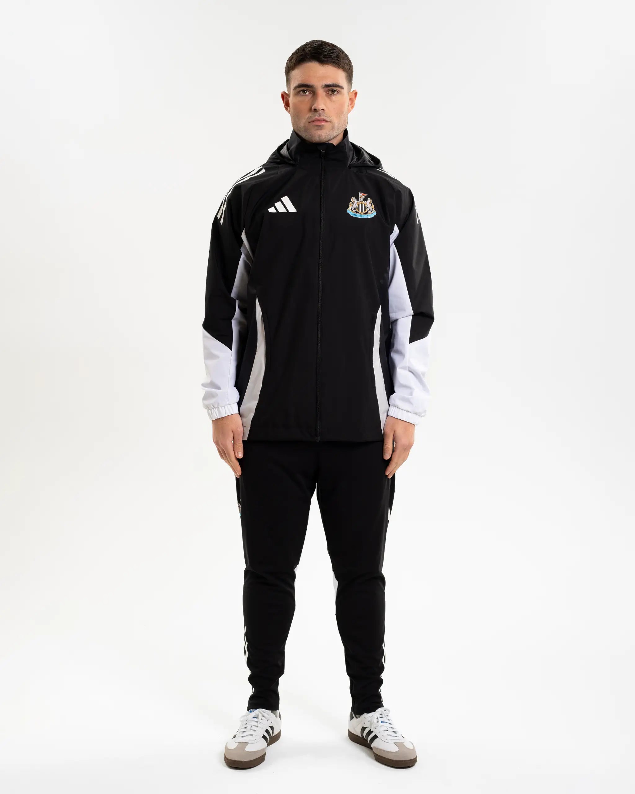 men's quilted winter jacketNewcastle United adidas 24/25 Black All Weather Jacket