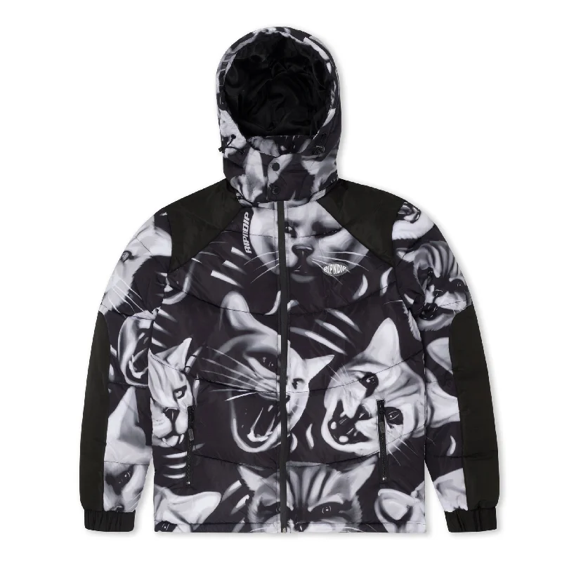 men's tailored wool coatNeon Cat Puffer Jacket (Black)
