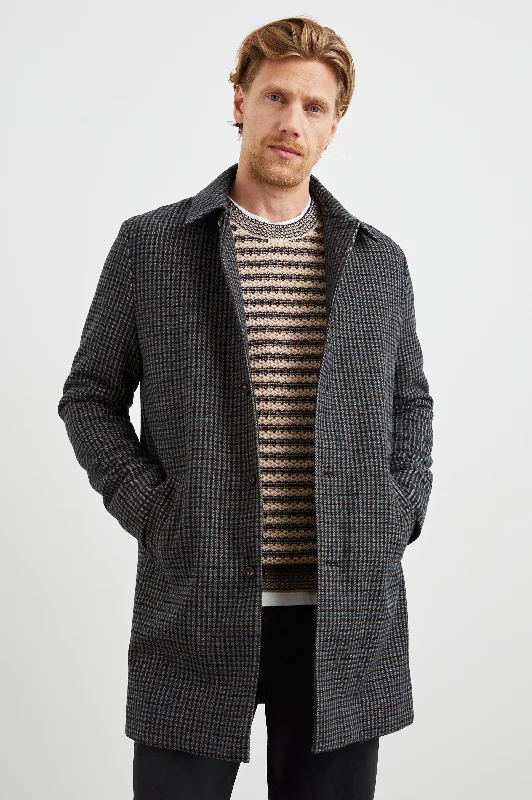 men's lightweight down jacketHOCKNEY OVERCOAT - GREY CHECK PLAID
