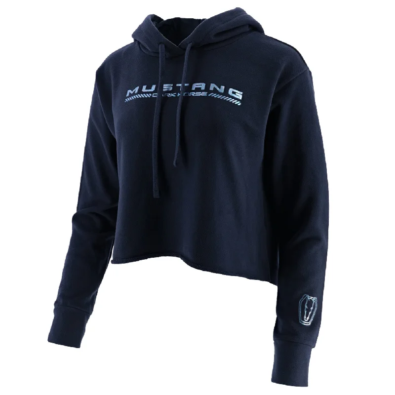 men's denim jacket with rip and repairFord Mustang Women's Dark Horse Sueded Pullover Crop Hoodie