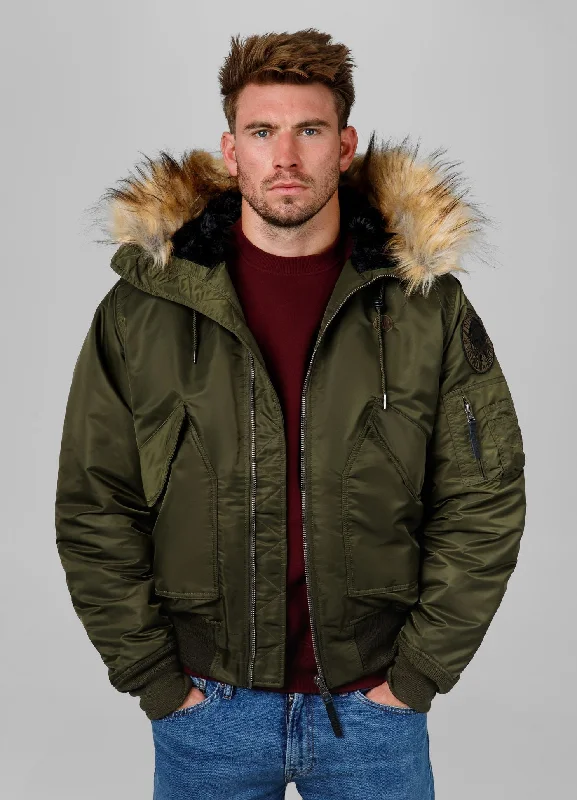 men's denim jacket with embroideryMen's winter hooded jacket Harvest